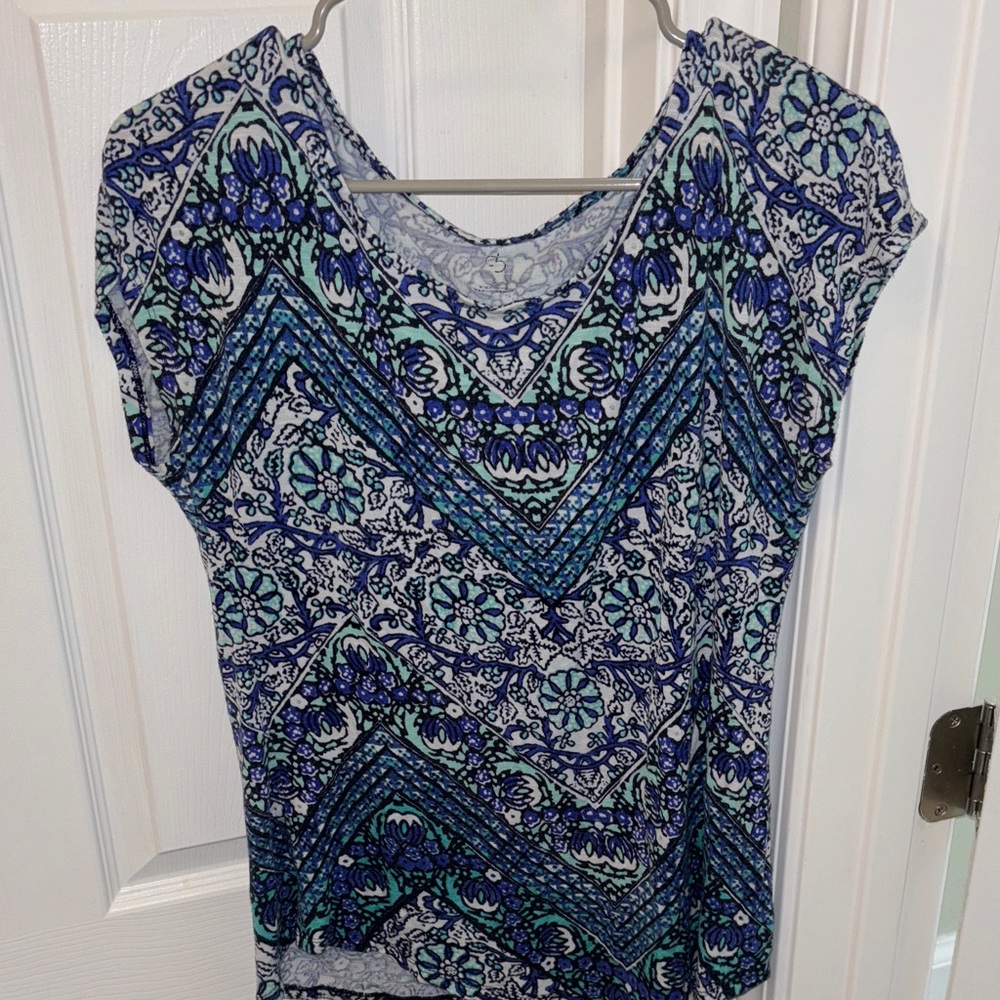 Blue Patterned Women's Top